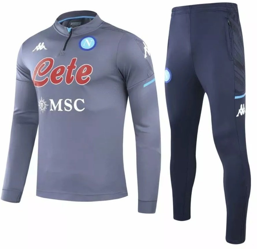 Kit treinamento oficial Kappa Napoli 2020 2021 Cinza